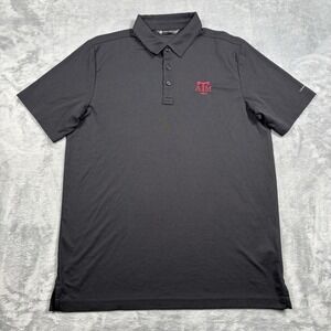 Travis Mathew Texas A&M Men's Large Polo Shirt Black Golf Short Sleeve